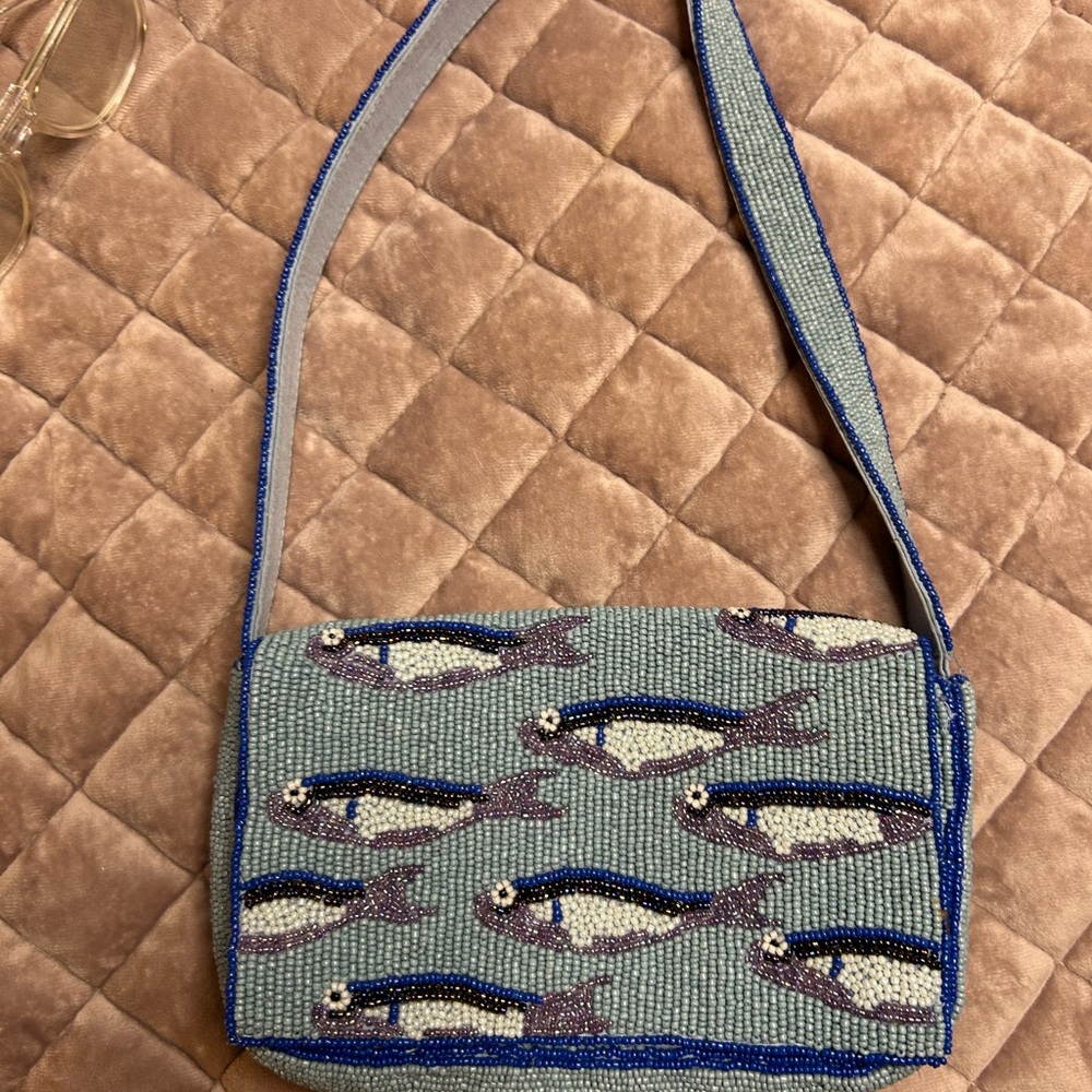 Beaded Fish Pattern Shoulder Bag